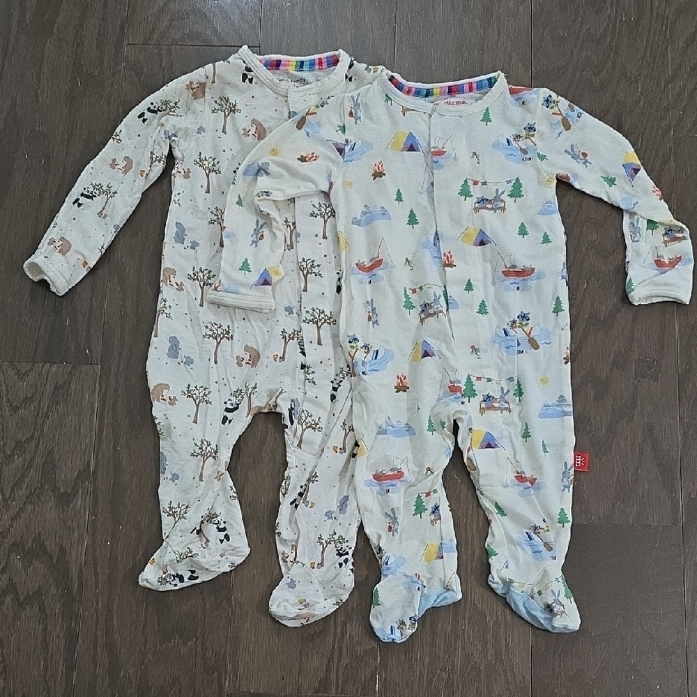 NWOT 0-3 month Baby Magnetic Me Cream  Camping Adventure & Forest Animal Print